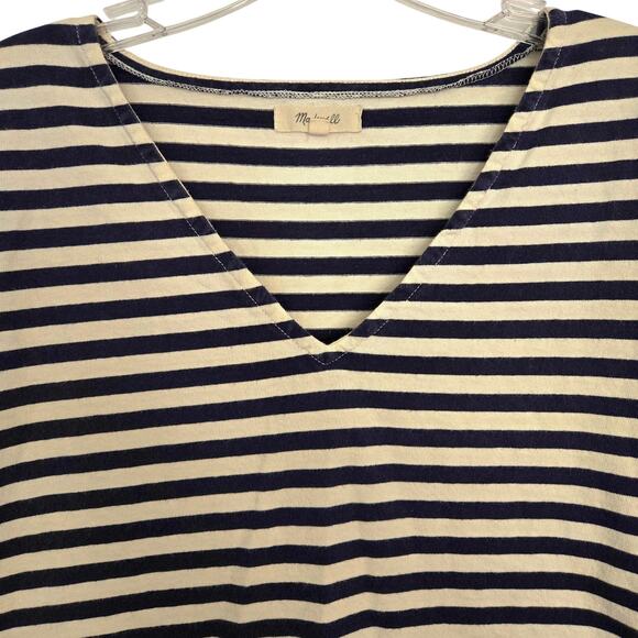 Madewell Setlist Boxy Top Marton Stripe Size M Navy Cotton Nautical Sailor Crop - Picture 5 of 9